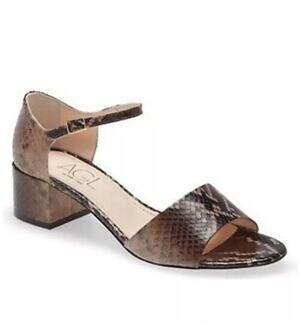 AGL Snake Embossed Brown Strappy Block Heel Sandals EU 39.5